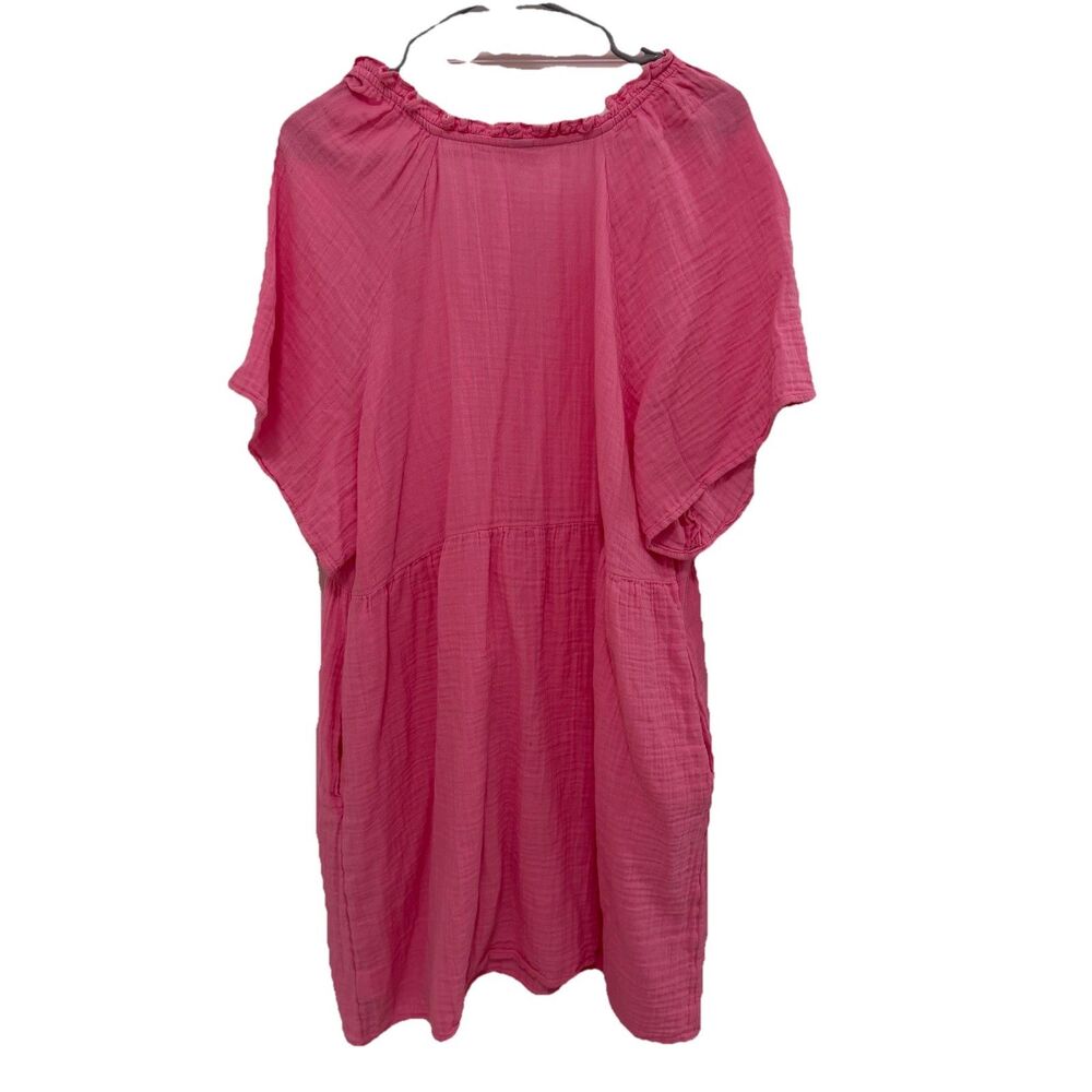 Old Navy Crinkle Gauze Swing Dress Womens XL Pink Split Neck Mini - Picture 4 of 10